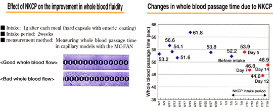 Effect of NKCP on the improvement in whole blood fluidity